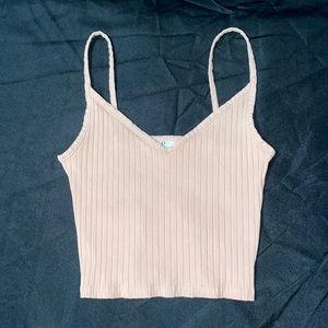 H&M (Divided) Pale Pink Ribbed Cropped Halter Top Size XSmall